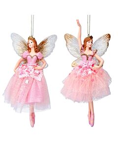Gisela Graham Pink Princess w/Fabric Decoration x2